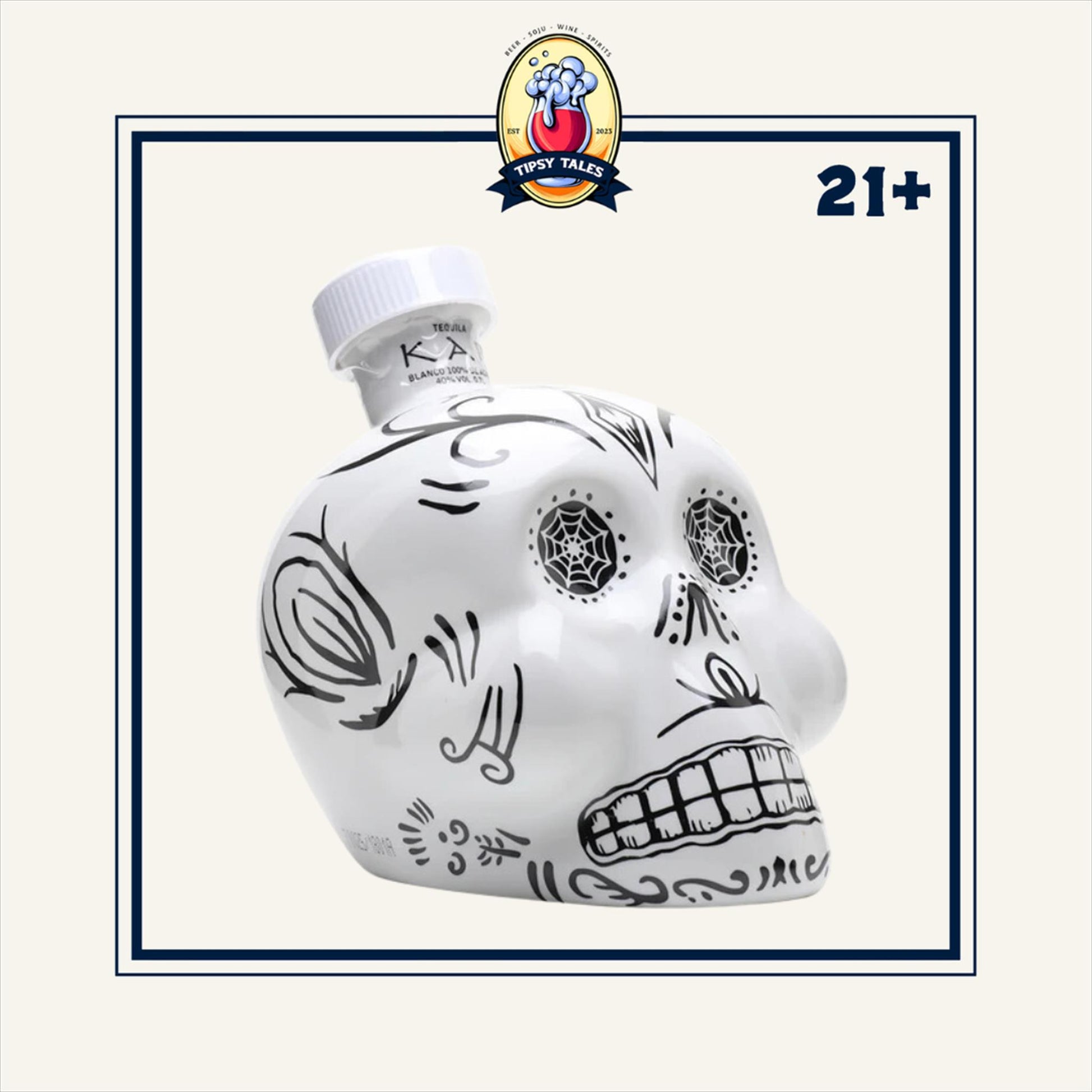 KAH Tequila Blanco Skull Bottle 700ml 1